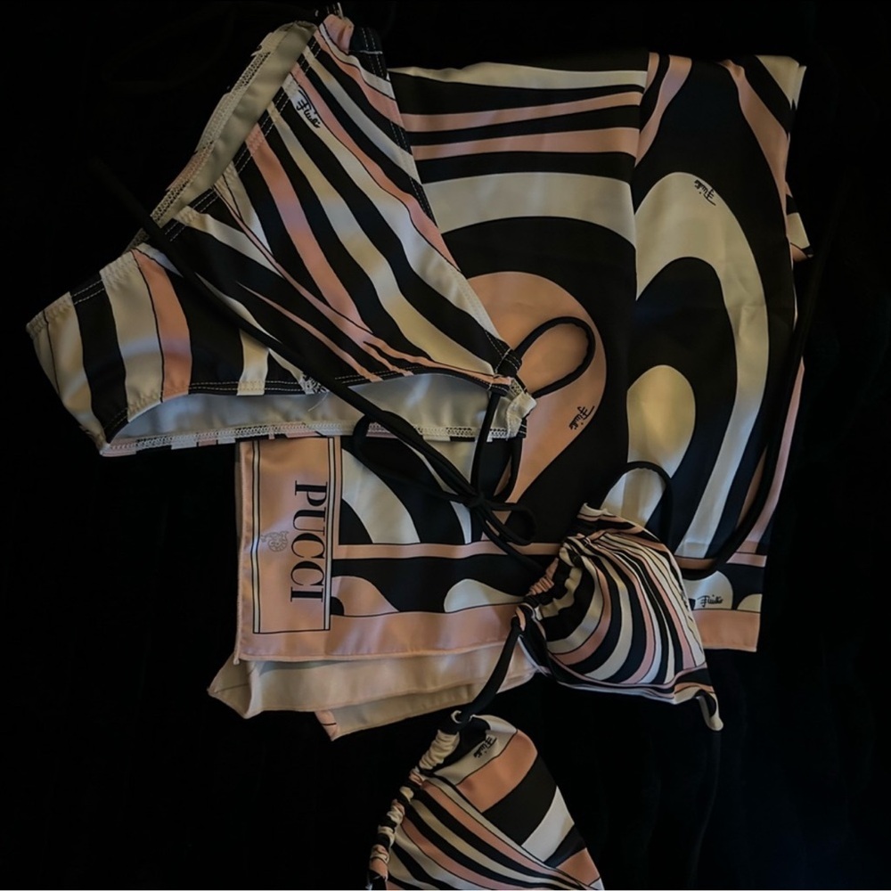 Striped Swimsuit Set in Pink and Black